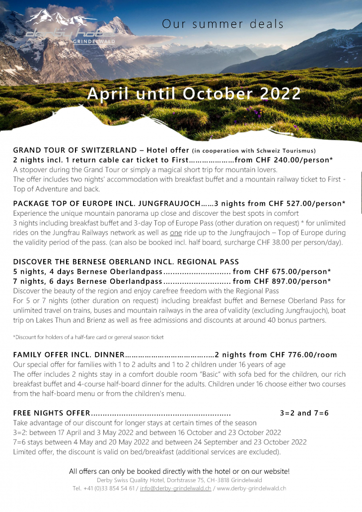 EN_Summer offers 2022 Derby Hotel Grindelwald
